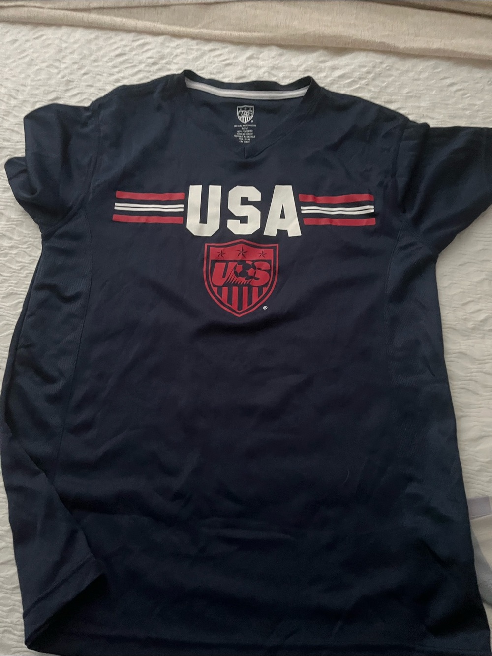 Source Unknown Navy USA Graphic Short Sleeve Tee with Red and White Accents